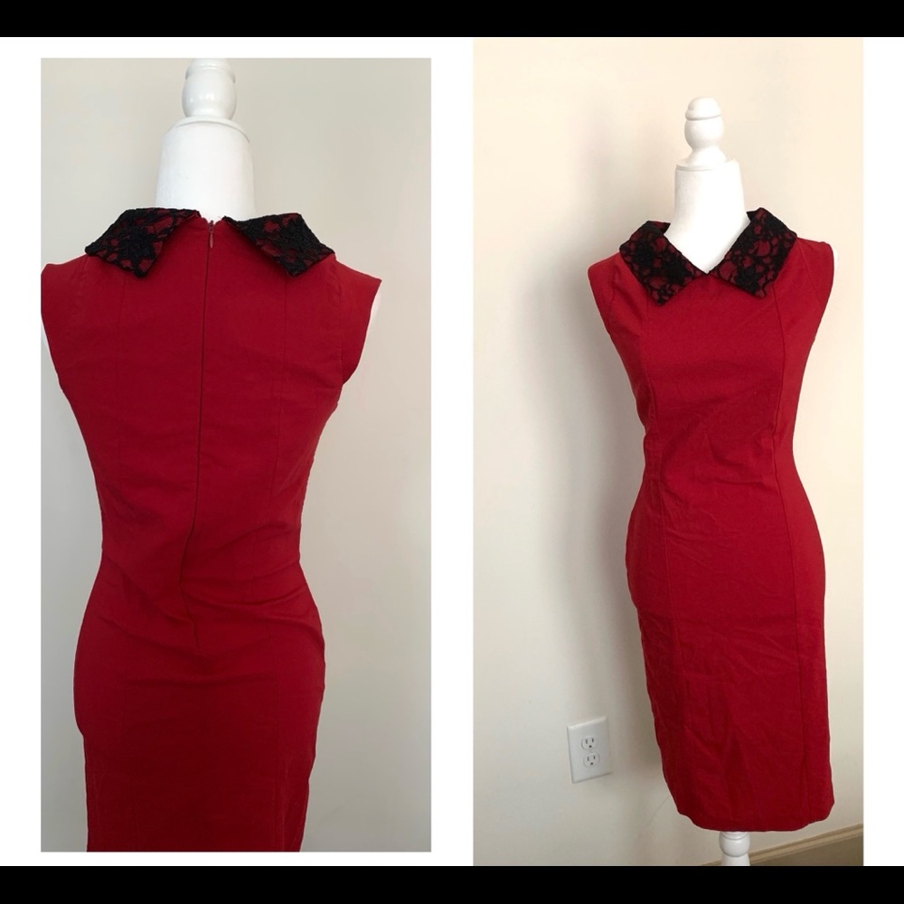 Hybrid burgundy gown with Peter Pan laced collar